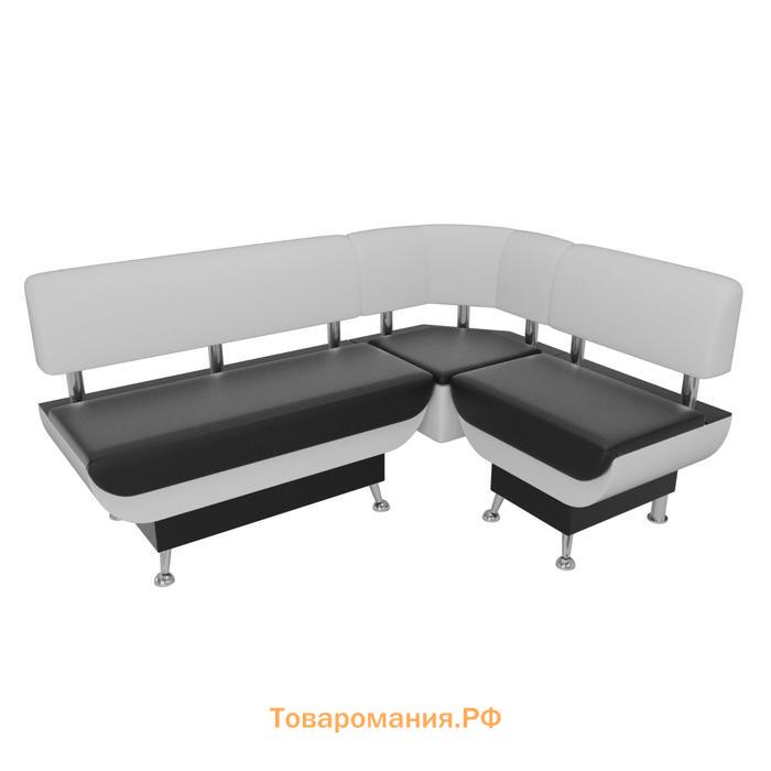 Кухонный угловой диван «Альфа», экокожа, цвет чёрный / белый