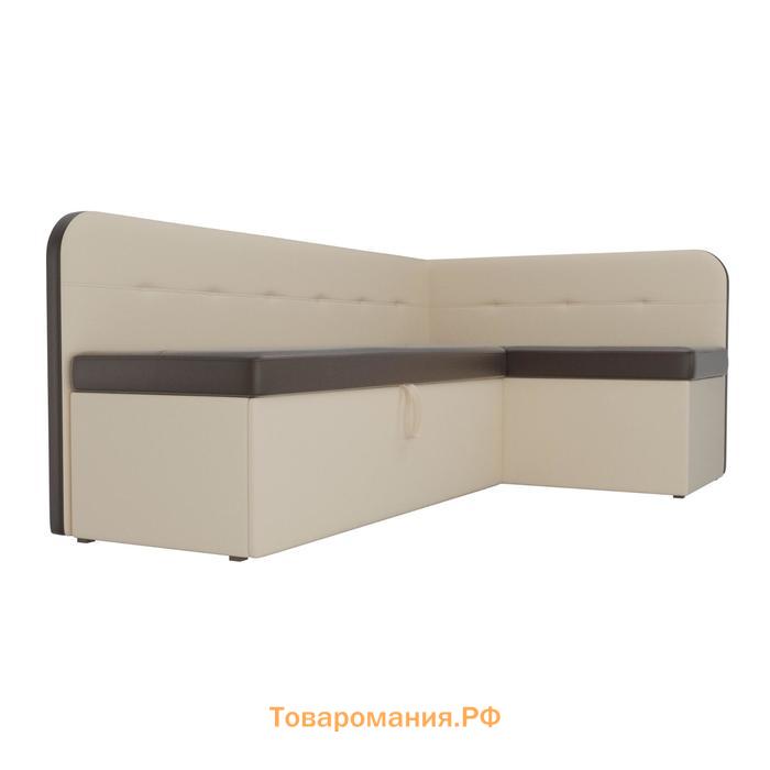 Кухонный угловой диван «Форест», механизм дельфин, экокожа, цвет коричневый / бежевый