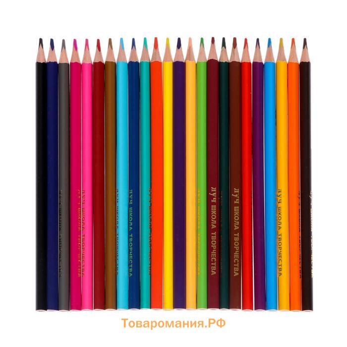 Цветные карандаши 24 цвета "Школа Творчества", трёхгранные