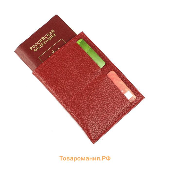 Обложка-футляр для паспорта П408, 1 карман, н/к, красный флотер