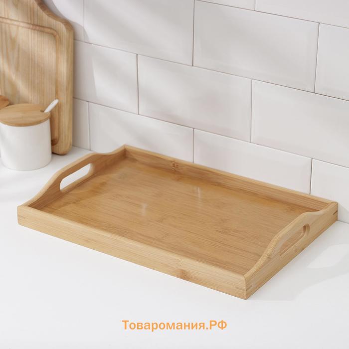 Поднос с ручками BellaTenero Striata, 37.5×26×5 см, бамбук