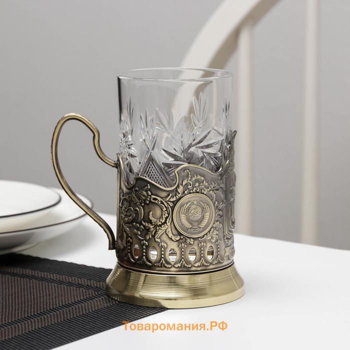 Набор для чая «Высоцкий», 2 предмета: подстаканник d=65 мм, стакан, латунь