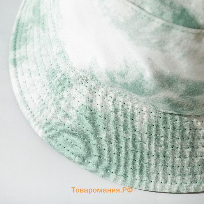 Панама "Tie-dye" MINAKU цвет белый/зелёный, размер 56-58