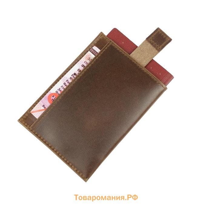 Обложка на паспорт н/к, кармана 1, цвет коричневый темн. пулап  П408