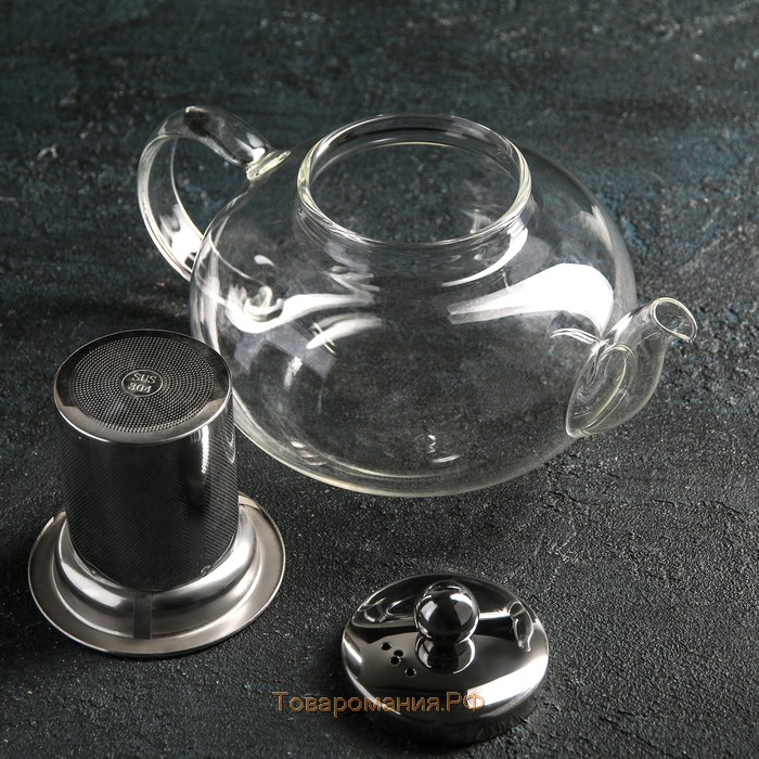Чайник стеклянный заварочный с металлическим ситом «Калиопа», 800 мл