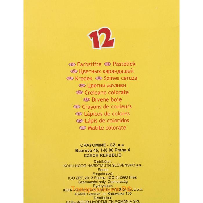 Карандаши 12 цветов Koh-I-Noor 2142 "Центы", картонная упаковка, европодвес