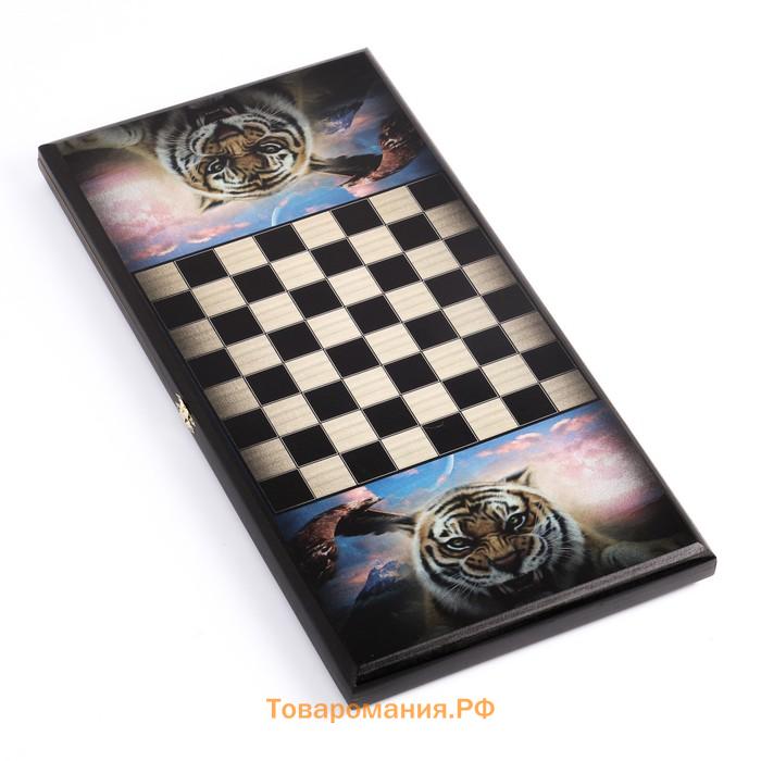Нарды "Тигр и орел", деревянная доска 50 x 50 см, с полем для игры в шашки