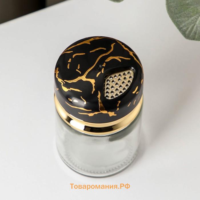 Солонка Magistro «Чёрный мрамор», 150 мл, 5.5×9.5 см, стекло