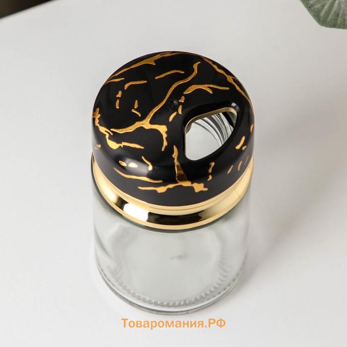 Солонка Magistro «Чёрный мрамор», 150 мл, 5.5×9.5 см, стекло