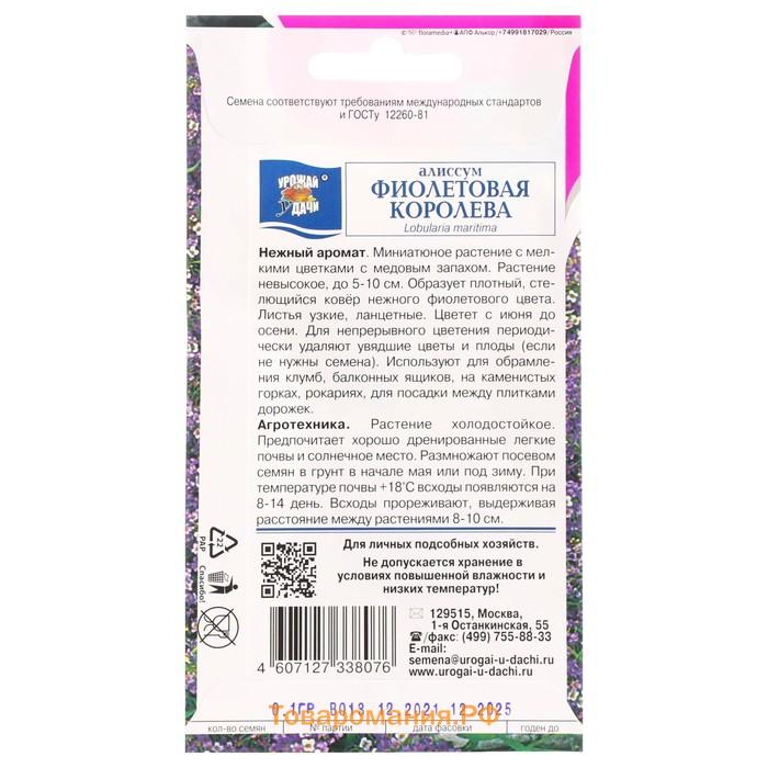 Семена цветов Алиссум "Фиолетовая королева", 0,1 г