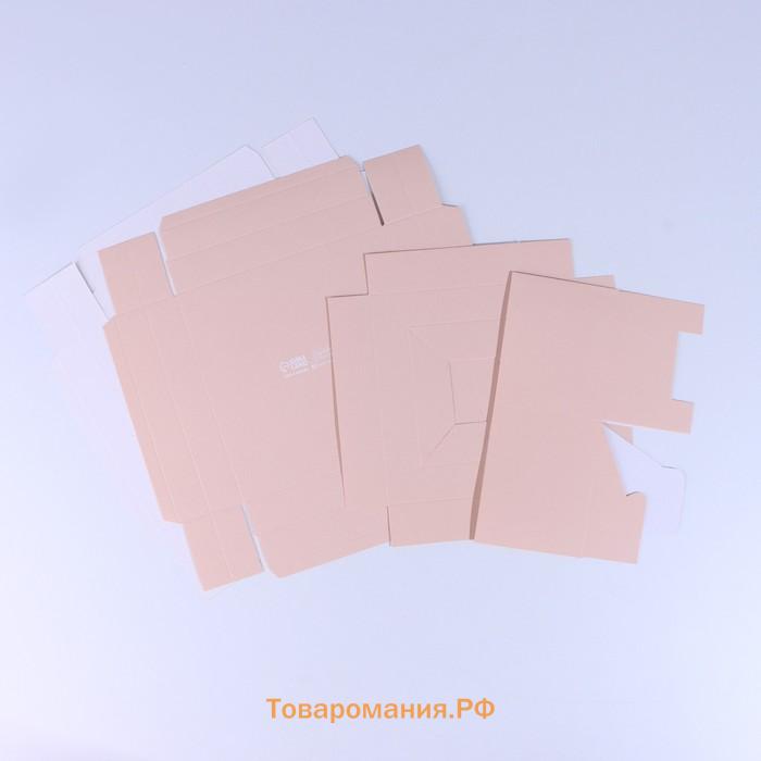 Коробка подарочная для цветов с вазой и пластиковыми окнами складная, упаковка, «Бежевая», 16 х 23 х 16 см