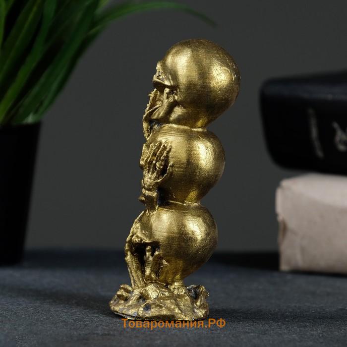 Фигура "Три черепа" состаренное золото, 10х4х4см