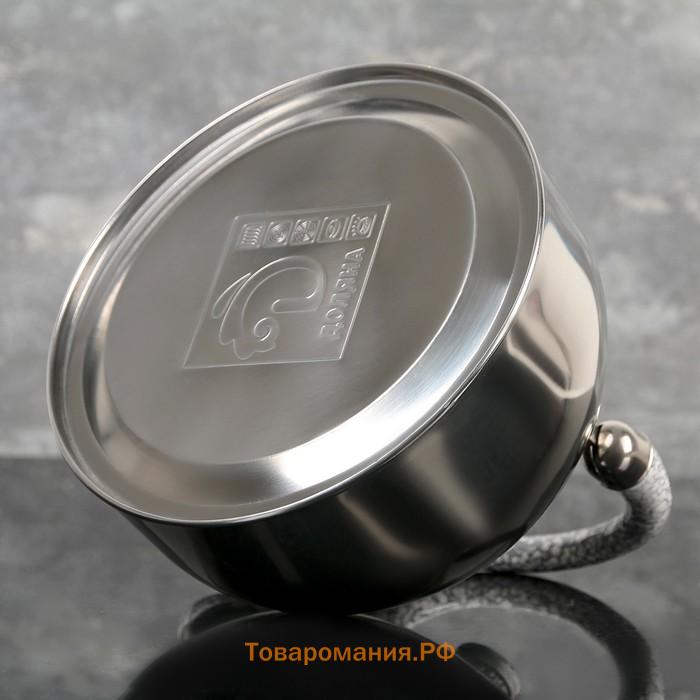 Чайник  «Мрамор», 3 л, со свистком, нержавеющая сталь, хромированный