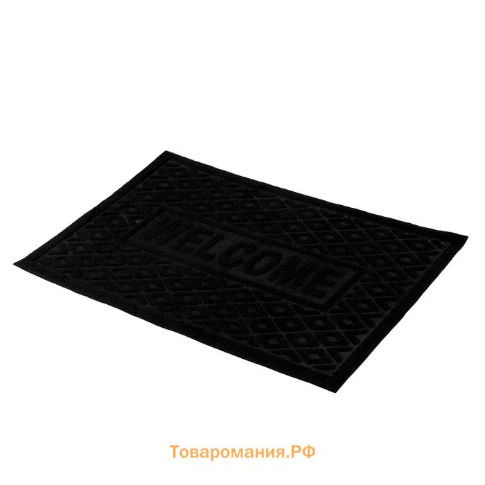 Коврик придверный  Welcome, ромбы, влаговпитывающий, без окантовки, 38×58 см, МИКС