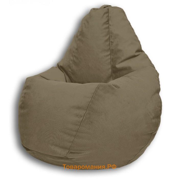 Кресло-мешок «Груша» Позитив Карат, размер M, диаметр 70 см, высота 90 см, велюр, цвет коричневый