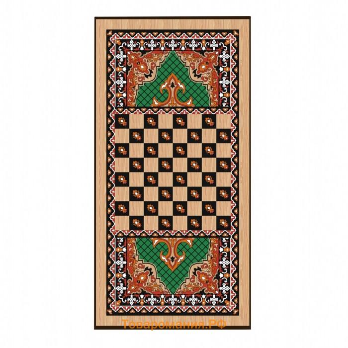 Нарды "Зеленый узор", деревянная доска 50 х 50 см, с полем для игры в шашки