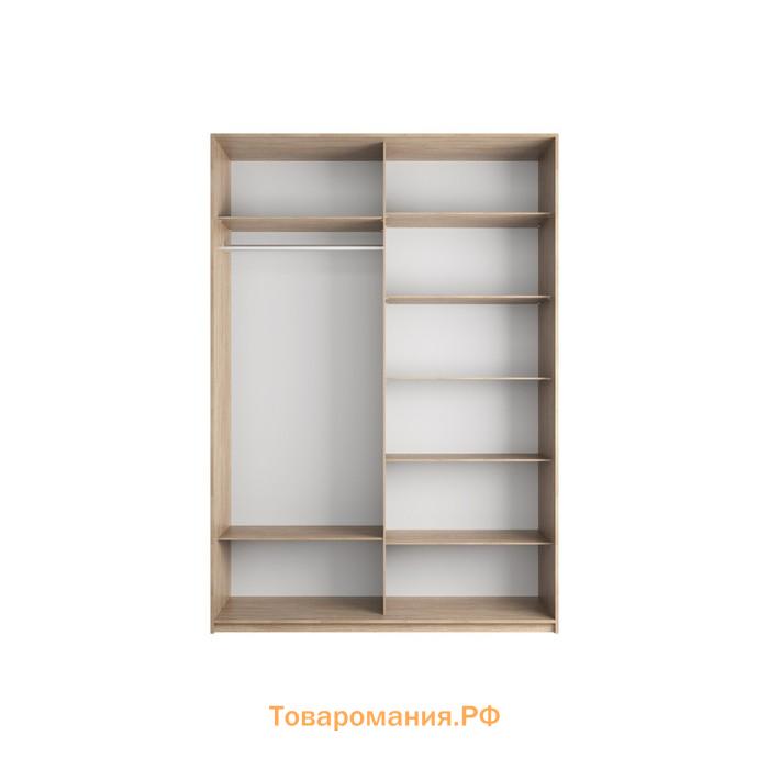 Шкаф-купе «Прайм», 1200×570×2300 мм, 2-х дверный, зеркало / белое стекло, цвет сонома