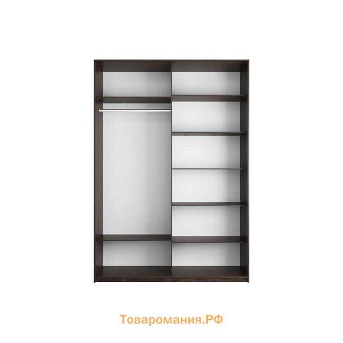 Шкаф-купе «Прайм», 1200×570×2300 мм, 2-х дверный, зеркало / белое стекло, цвет венге