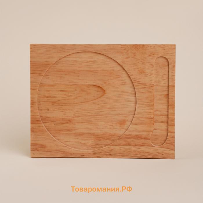 Маслёнка SL Home «Тренто», 22×17,5 см, на деревянной подставке, с ножом для масла, фарфор, белая