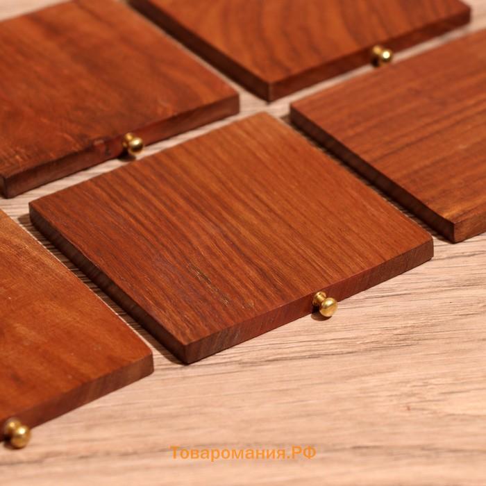 Подставки под горячее, 6 шт, 11×11×10 см, дерево шишам