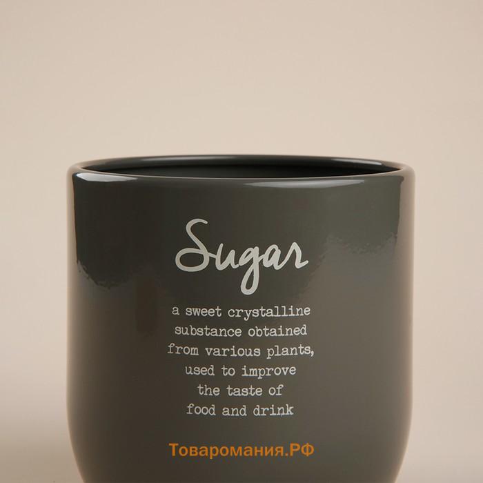 Банка для сахара SL Home, 12×12 см, с бамбуковой крышкой, серая