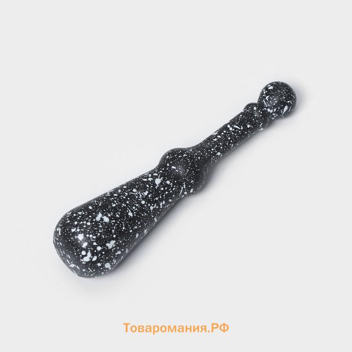 Ступка с пестиком «Грани», 10×18 см, чёрная