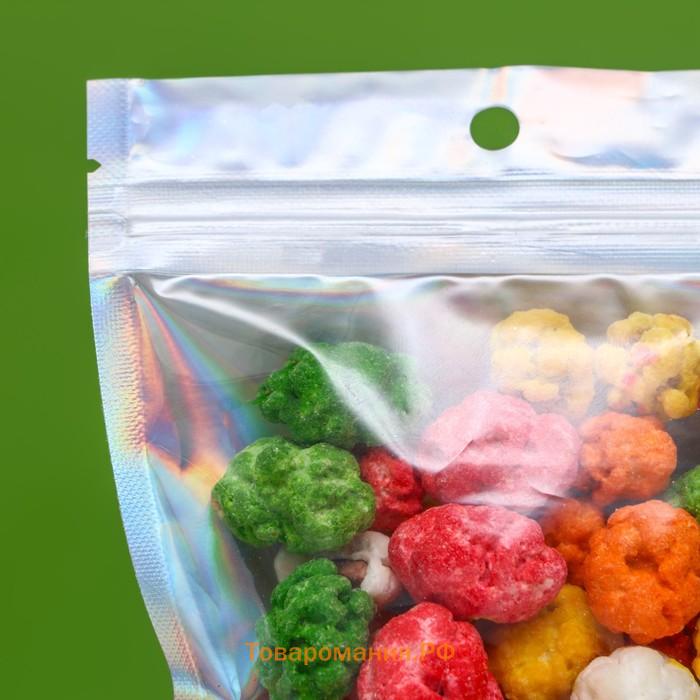 Пакет Zip-lock ПЭТ, иридисцентный, со сплошным окном, плоский, еврослот 10×15 см