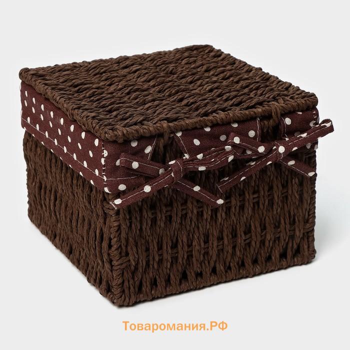 Корзины для хранения LaDо́m, 2 шт., ручное плетение, с крышкой, коричневые