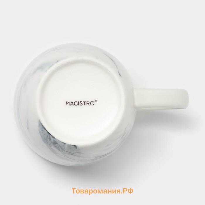 Кружки Magistro Real Marble, 400 мл, набор 2 шт., фарфор, белые