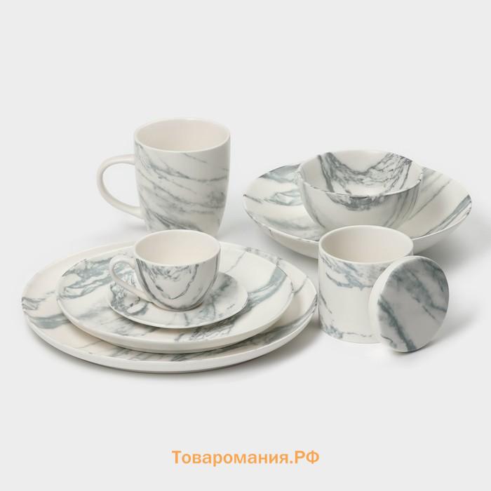 Кружки Magistro Real Marble, 400 мл, набор 2 шт., фарфор, белые