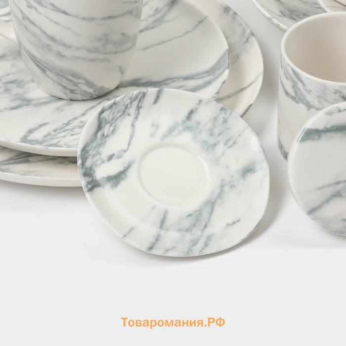 Кружки Magistro Real Marble, 400 мл, набор 2 шт., фарфор, белые