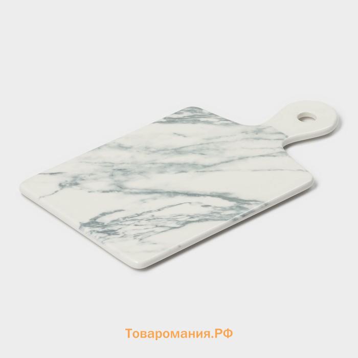 Блюдо Magistro Real Marble, 25×14 см, фарфор, белое