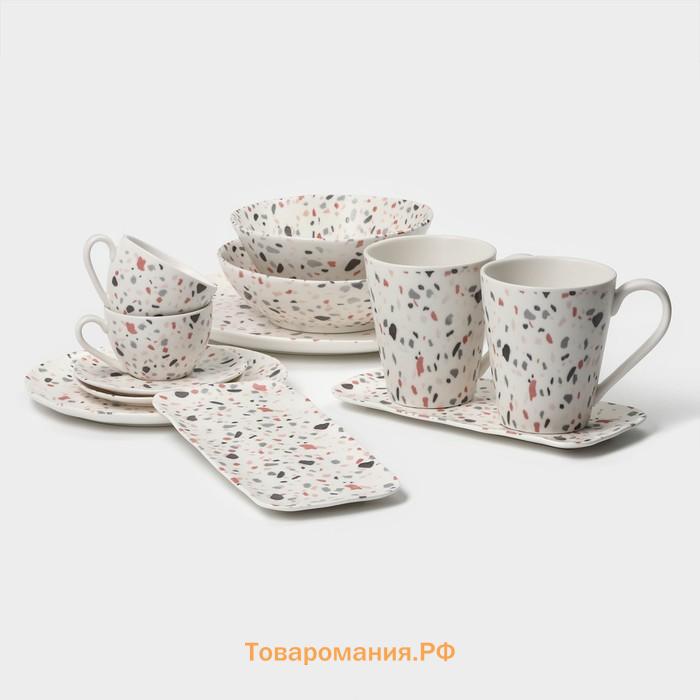 Салатники Magistro Terazzo, 1,4 л, 20×9 см, набор 2 шт, фарфор, белые