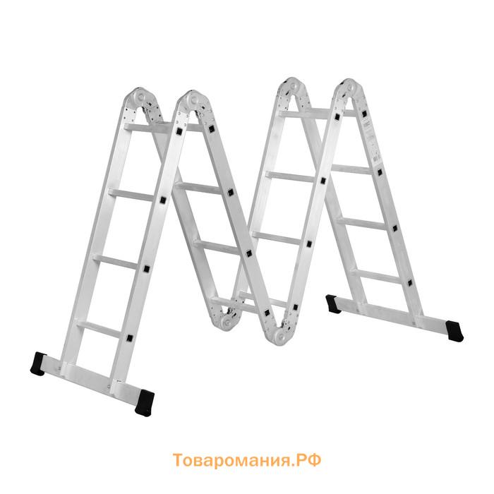 Лестница-трансформер ТУНДРА, алюминиевая, 4×4 ступени