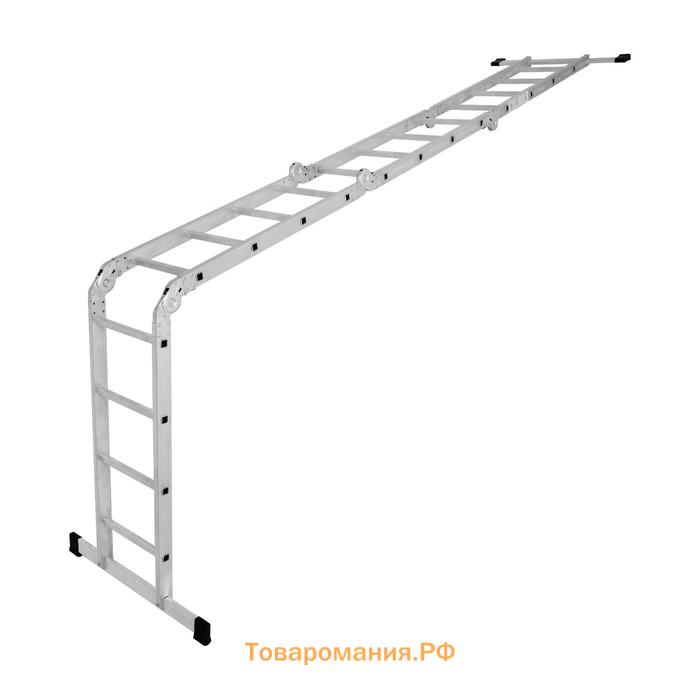 Лестница-трансформер ТУНДРА, алюминиевая, 4×4 ступени