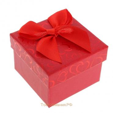 Коробочка подарочная под кольцо «Блестящие сердца», 5×5 (размер полезной части 4,5×4,5см), цвет красный
