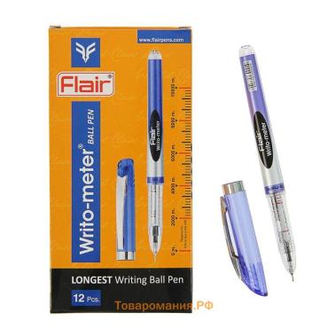 Ручка шариковая Flair Writo-Meter, узел- игла 0,6 мм (пишет 10 км) масляная основа, шкала на стержне, синяя