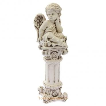 Фигура "Ангел сидя на колонне" состаренный 16х16х51см