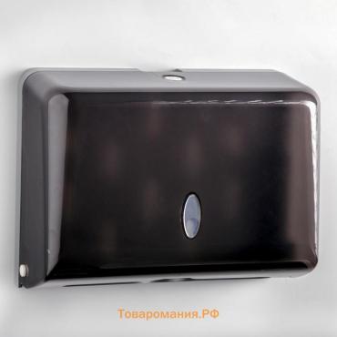 Диспенсер для бумажных полотенец в листах, пластиковый (макс. 200 шт.), 27×11×20.5 см, чёрный