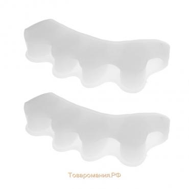 Корректоры - разделители для пальцев ног, 4 разделителя, силиконовые, 8 × 3 см, пара, цвет белый
