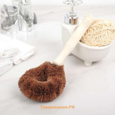 Щётка для чистки посуды , 8×4.5×23 см, щетина кокос, деревянная ручка