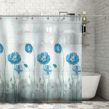 Штора для ванной «Синие маки», 180×180 см, EVA