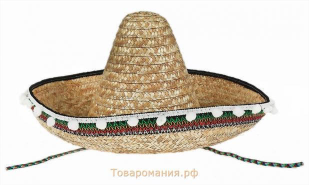 Карнавальная шляпа «Сомбреро», солома, р-р. 56-58
