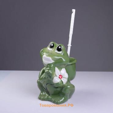 Ёршик для унитаза «Царевна-лягушка», фарфор, зелёный