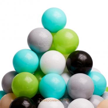 Набор шаров 150 шт, цвета: бирюзовый, серый, белый, чёрный, салатовый, бежевый, диаметр шара — 7,5 см