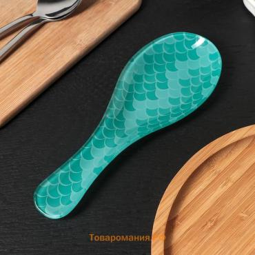 Подставка под ложку  «Сирена», 23.5×8.3 см, стекло, бирюзовая