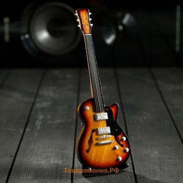 Гитара сувенирная Gibson Es, на подставке, 24×8×2 см, чёрно-жёлтая