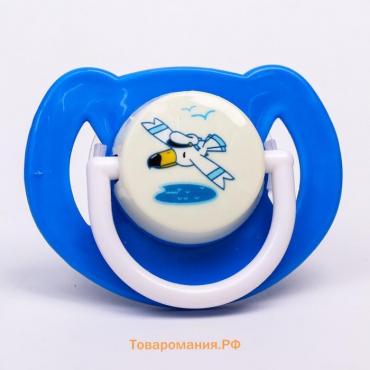 Соска - пустышка силиконовая ортодонтическая «Чайка», от 6 мес., цвет голубой