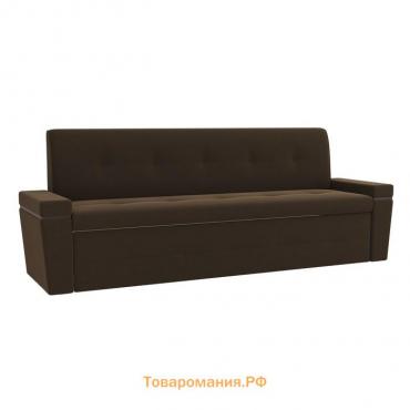 Кухонный прямой диван «Деметра», механизм дельфин, микровельвет, цвет коричневый