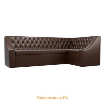 Кухонный угловой диван «Мерлин», механизм дельфин, экокожа, цвет коричневый